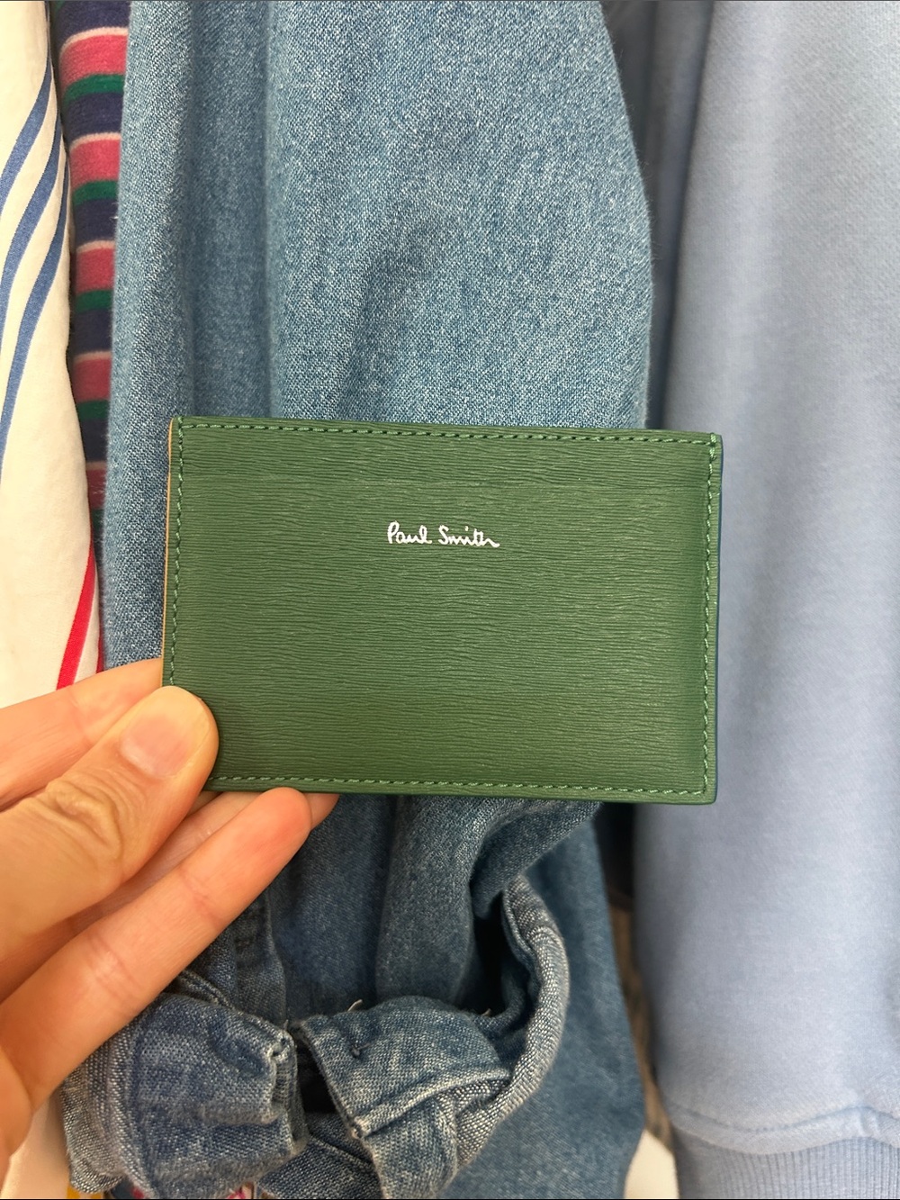 NWT Paul Smith Dark Green Leather Card Sleeve
